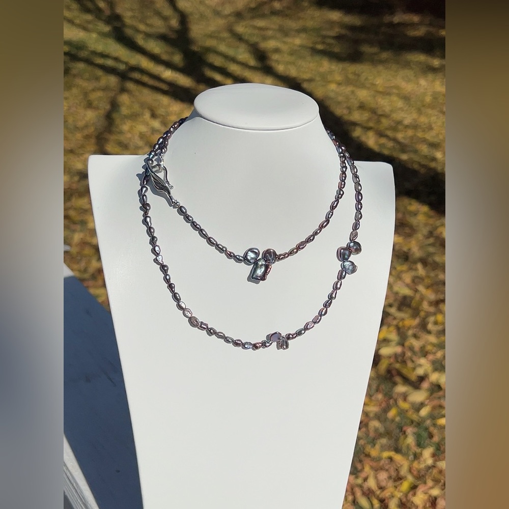 22. Handmade Freshwater Baroque Pearl Long Necklace